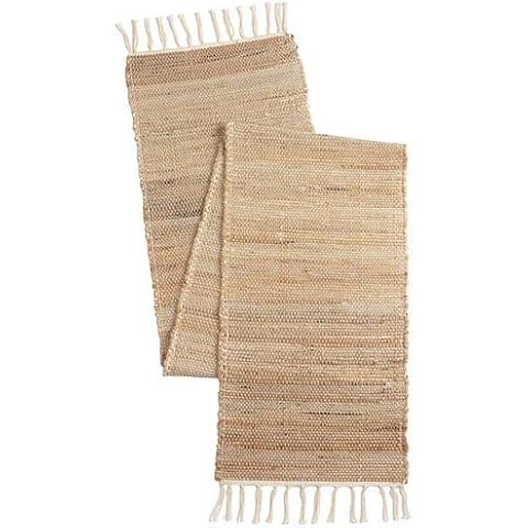 Fernish Décor Eco-Friendly Jute/Cotton Table Runner, Family Dinner or Gatherings, Indoor Outdoor Parties & Everyday Use(14x72) Natural Jute-Ivory Cover