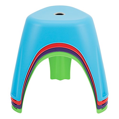 Norwood Commercial Furniture NOR-XNG801AC-SO Assorted Indoor/Outdoor Plastic Stack Stool, Blue, Green, Red, Purple