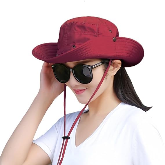 Alexvyan Red Round Hat Sun Visor Hats for Women UV Protection Wide Brim Summer Cap for Girls Hat UV Protection Breathable Casual Beach Hat, Safari Hat Sun Protection Cap for Women Girl Men (B0CLVHHCHQ) Amazon Price History, Amazon Price Tracker