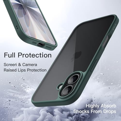 Image of JETech Case for iPhone 17 6.3-Inch, Shockproof Phone Bumper Cover, Solid Color Matte TPU Frame, Anti-Scratch Clear Back (Dark Green)