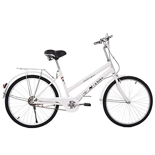 24 Inch Beach Cruiser Bicycle, Commute Body Ease Women\'s Hybrid Bike, Damping Comfort Bike, White