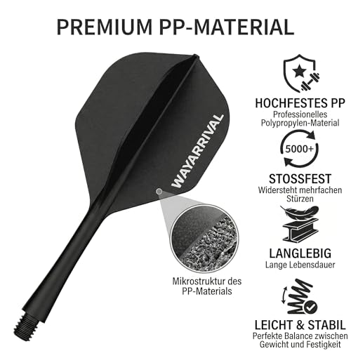 WayArrival Integrierte Dart Flights & Schäfte (Einteilig) –Schluss mit abfallenden Flügeln –Extrem Robustes 'Molded' System für stabile Flugbahn & Präzision – 2BA Gewinde, Set für Steel- & Soft-Darts