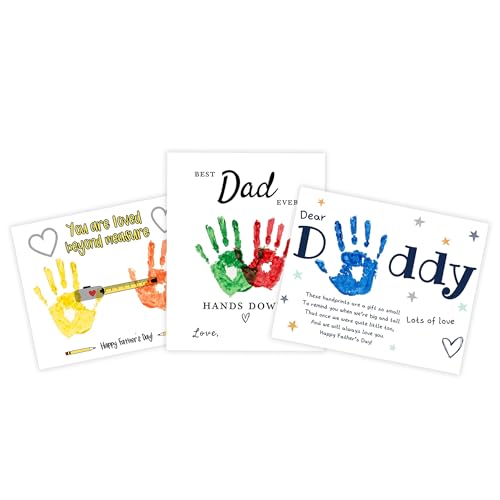 Fathers Day Crafts for Kids Family Handprint Kit Best Dad Ever Hands Down Gifts from Kids Create Keepsake Dad Will Cherish Forever DIY Art Activity for Toddlers Set of 3 Personalized Present