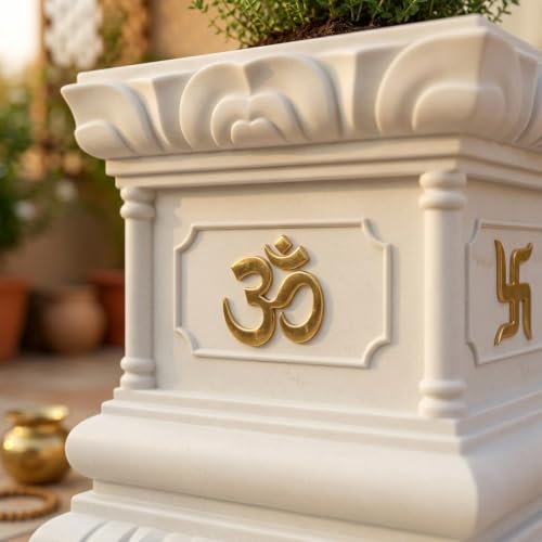 Image of YUCCABE ITALIA FOXB Tulsi Planter Stylish German Polymer Tulsi Planters Pot Suitable for Outdoor and Indoor Use (White, 24 Inch)
