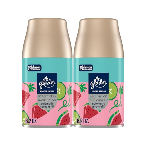 Glade Automatic Spray Refill Watermelon & Cucumber Scented Air Freshener for Home and Bathroom 6.2 Oz 2 Count