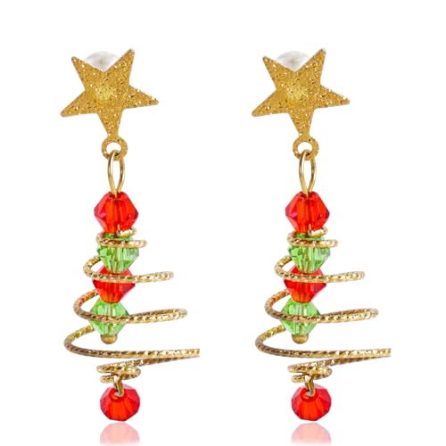 Boucles d'Oreilles Sapin Noël pour Femmes, Boucles d'Oreilles Pendantes Forme d'Étoile Noël Cadeaux et Décorations Festives Bijoux et Accessoires