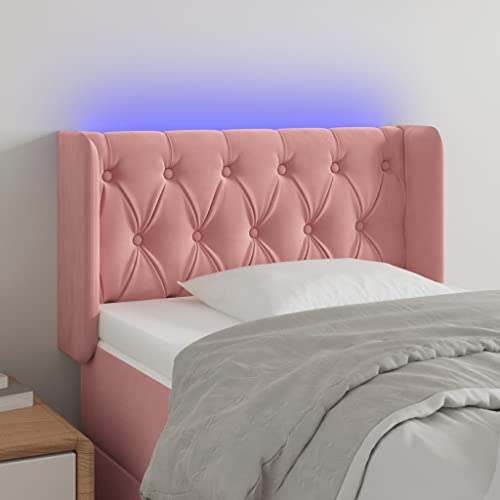 Frdhee Cabecero de cama, cojín de cama, respaldo, cabecero LED rosa, 83 x 16 x 78/88 cm, paneles de pared de terciopelo acolchado para cabecero de cama, accesorios de cama, dormitorio, dormitorio