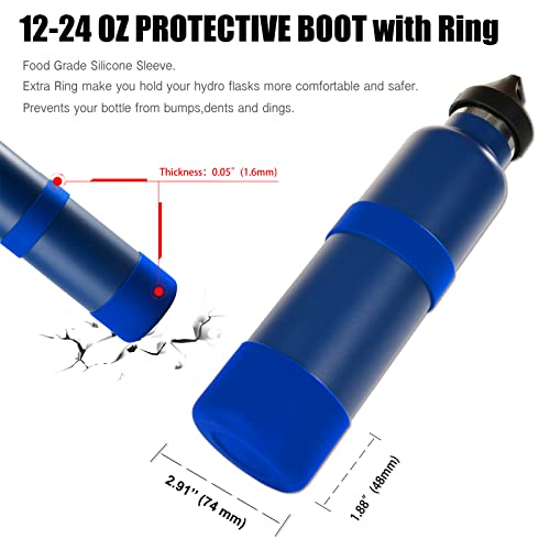 Greant Double Protective Water Bottle Boot Compatible With Hydro Sport Flask - Silicone Flex Boot/Universal Anti-Slip Bottle Sleeve/Bottom Protector For 12Oz-24Oz Bottles (Blue) #TOP3