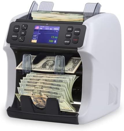 DETECK Money Counter Machine Mixed Denomination with Reject Pocket, DT800 Bank Grade Multi Currency Bill Counter, Serial Nb, 2CIS/UV/MG Counterfeit Detection, Value Counter, Sort & Print