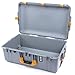 Pelican 1595 Case by ColorCase - Silver - Large Sized Waterproof Case (Case Only) - Yellow Handles & Latches
