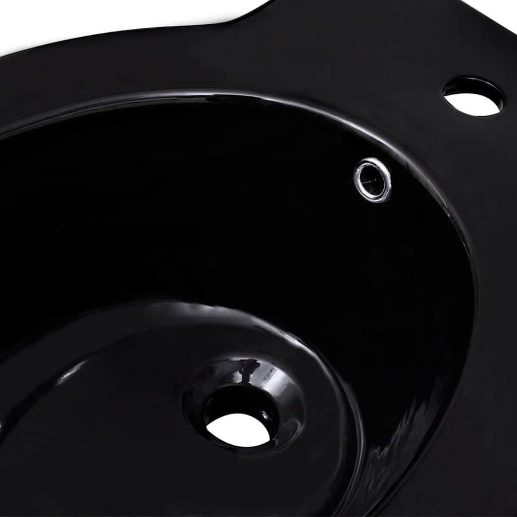 vidaXL Bidet Rond à Poser Céramique Sanitaire Noir Toilette Cuvette Siège WC