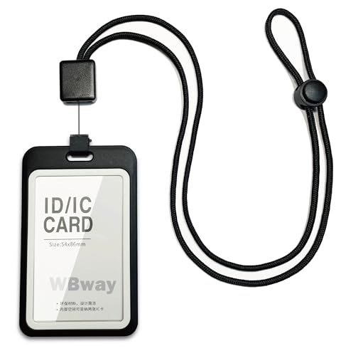 WBway IDカードホルダー 縦型 リール付き ブラック