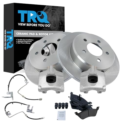 Image of TRQ Rear Brake Pad & Rotor Kit Ceramic Compatible with 2006-2007 Chrysler Town & Country Dodge Grand Caravan