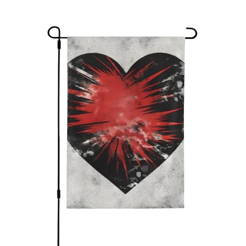 Drapeau de jardin double face grand format cœur premium extérieur durable