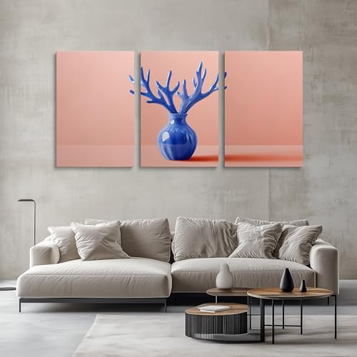 3 Piece Canvas Wall Art Ceramic Antler Crafts Blue Vase Pink Background Trippy Animal Wall Decor for Teen Girls Bedroom Elk Long Horns Summer Wall Art Paintings Ceramic Handicraft Living Room Bathroom Decorations (16×24 inch) 3 Piece Canvas Wall Art Ceramic Antler Crafts Blue Vase Pink Background Trippy Animal Wall Decor for Teen Girls Bedroom Elk Long Horns Summer Wall Art Paintings Ceramic Handicraft Living Room Bathroom Decorations (16×24 inch)