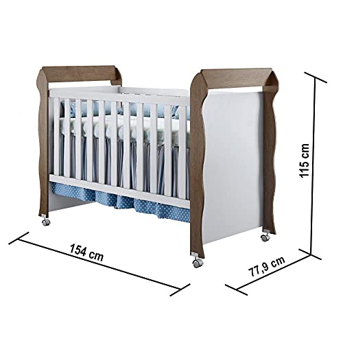 Quarto de Bebê com Guarda Roupa 4 Portas Cômoda Gran e Berço Selena Carolina Baby Branco/amadeirado