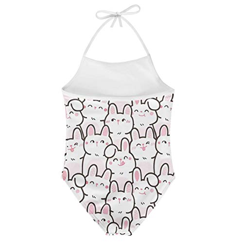 KiuLoam Cute Cartoon Bunny Girls One-Piece Swimsuit Quick Dry Beach Swim Bathing Suit for 3-8 Years Little Girls2