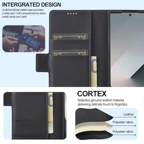 Étui en cuir pour Samsung Galaxy Z Fold6 protège écran et range stylo noir - 2