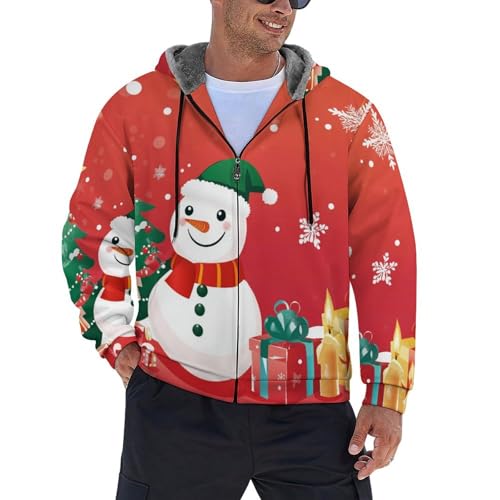 Sweat à capuche zippé bonhomme de neige en polaire épaisse du S au 5XL
