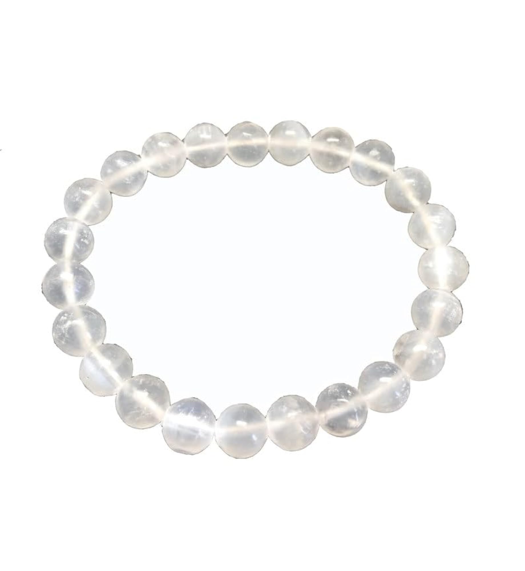 Unisex Natural Selenite 8mm Stretchable Healing Bracelet