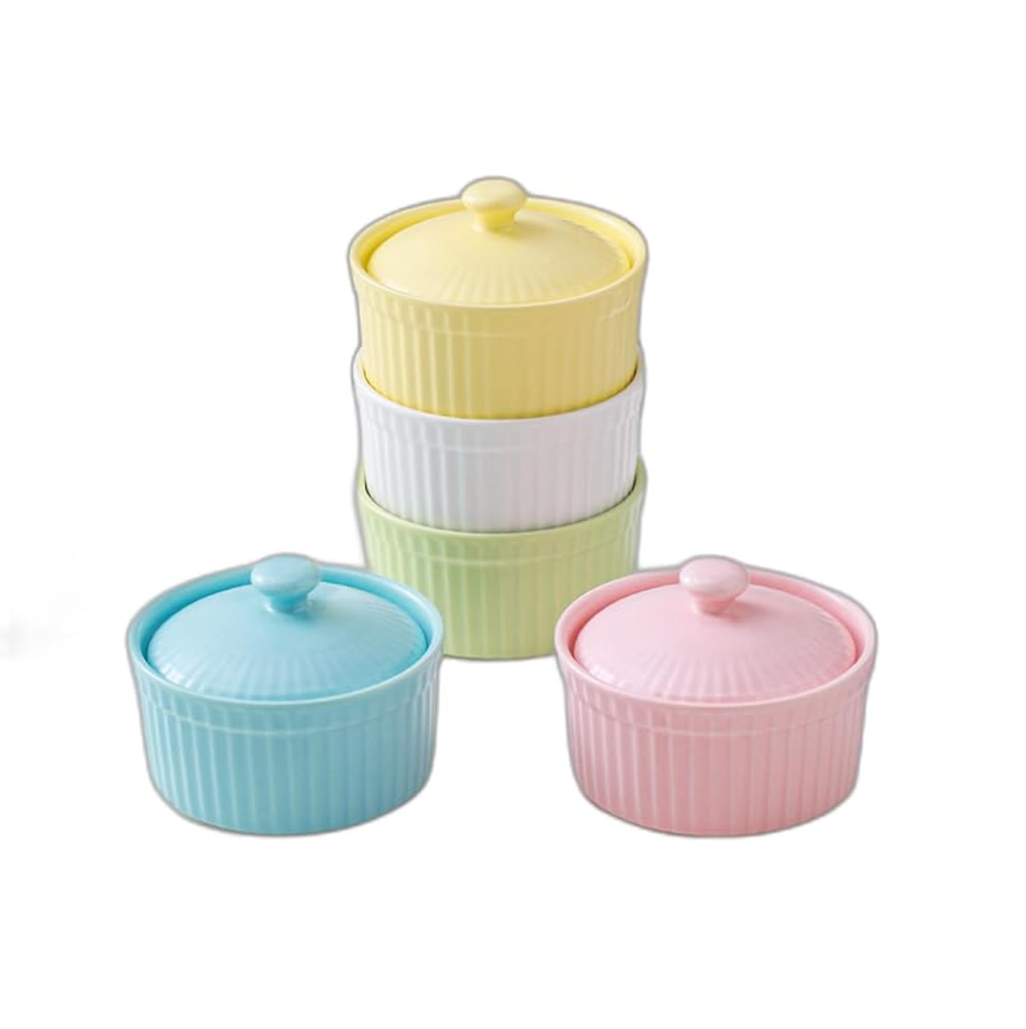 Ceramic Ramekin with Lid, Perfect for Soufflés, Desserts & Puddings