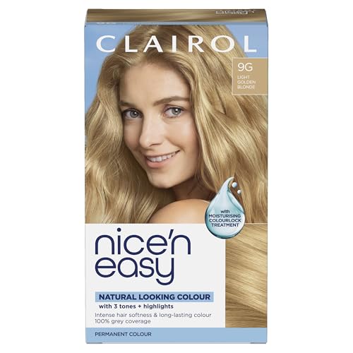 Clairol Nice'n Easy Crème, Natural Looking Oil Infused Permanent Hair Dye, 9G Light Golden Blonde