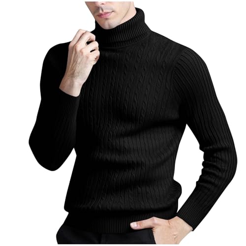 Men's Slim Fit Turtleneck Sweater Fall Casual Twist Patterned Pullover Knitted Sweaters Winter Undershirt