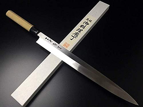 Japanese Chef's Knife ARITSUGU Blue Steel Honyaki Yanagi 360 mm 14.17" Engraved Name Saya