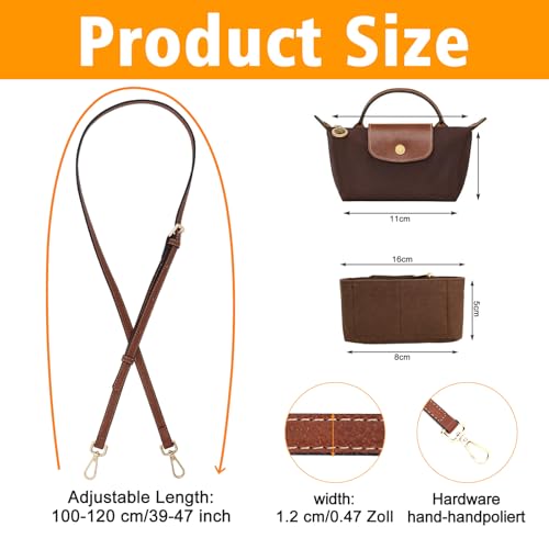 Image of 2Sets Shoulder Strap for Longchamp Bag Women, Purse Organizer, No-Punch Length Adjustable Leather Replacement Strap