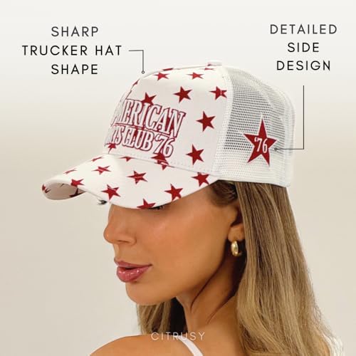 Image of Vintage Fashion Trucker Hat | Men & Women | Trendy Cute Retro Red Caps for Country & Western | Camo Fur Cotton | Snapback