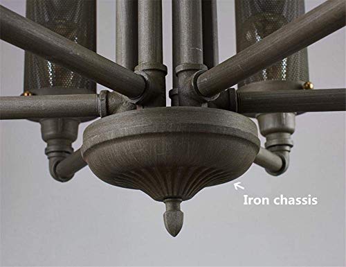 Chandelier Steampunk Loft Wrought Iron Water Pipe 8 Arms Mesh Cage Shade E27 Large Ceiling Light Fixture Lamp for Bar Cafe Dining Room Bedroom Living Room (Does Not Include Bulbs) steampunk buy now online Chandelier Steampunk Loft Wrought Iron Water Pipe 8 Arms Mesh Cage Shade E27 Large Ceiling Light Fixture Lamp for Bar Cafe Dining Room Bedroom Living Room (Does Not Include Bulbs) steampunk buy now online