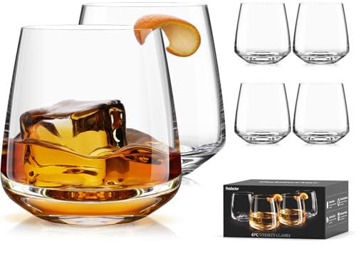 Potdoctor Whiskey Glasses Set of 6, 13.5oz Premium Lead-Free Crystal