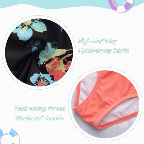 Image of Girls One Piece Swimsuits Short Sleeve Swim Dress for Girls Hawaiian Skirted Bathing Suit Summer Swimwear 3-16 Years