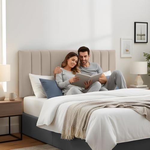 BEDELUNA Headboards for Bed – 24” Rio Plush Fabric Headboard - Elegant Divan Bed Thick Padding Bed Headboards, Luxury Bedroom & Hotel Furniture (Coffee Plush, 4FT6 Double) - Image 3