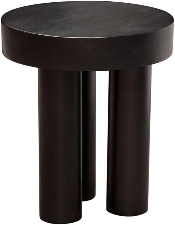 HomeStock Modern Minimalism 19 Inch Black Modern End Table with Tripod Legs and Thick Round Tabletop for Minimalist Living Rooms