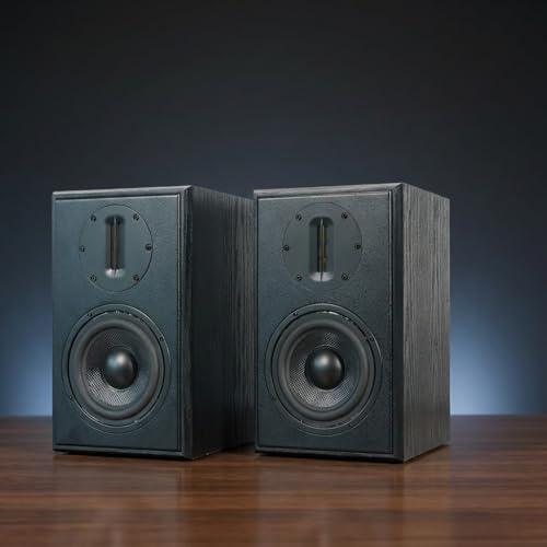 SAMTRONIC 5.25" Passive Bookshelf Speakers with Magnetically Shielded Woofer and 4 Inches Ribbon Tweeter Pair - Needs Amplifier or Receiver to Operate
