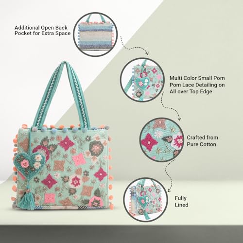 Image of Boho Girl Mini Tote Bag for Women Whimsical Jacquard Handbag with Adjustable Strap Stylish and Elegant Ladies Crossbody Shoulder Purse, Sling Bag Perfect Birthday, Anniversary and Wedding Gift