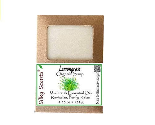 Silky Scents Lemongrass Soap Bars - 100% All Natural and Organic Infused with Essential Oil - 3 Soap Bars