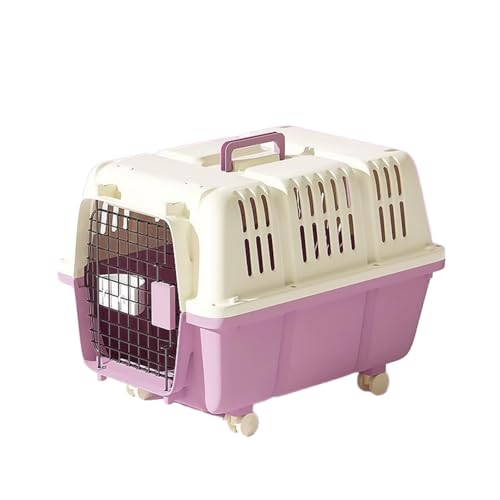 Diggly ペットキャリー 猫 キャリー 犬 ゲージ ハードキャリー 取手付き 室内用ハウス お出かけ 旅行 S/Mサイズ 小型犬〜中型犬 航空輸送対応ペットキャリーケース 通気性&組立簡単 ケージアウトボックス キャンピングキャリー (パープル,L)