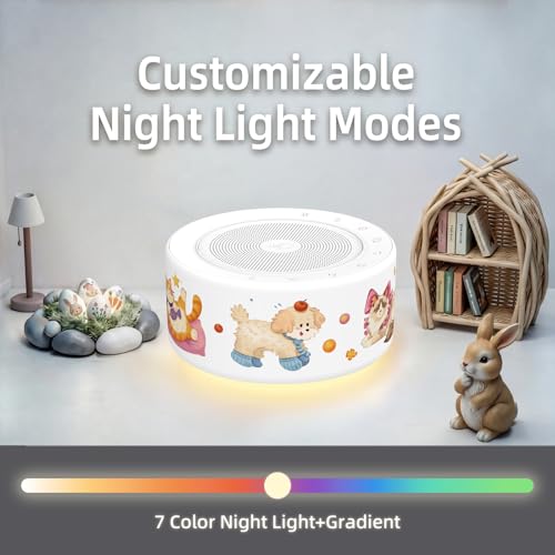 Image of Kipcush White Noise Machine for Baby & Adults, Sleep Sound Machine with 30 Soothing Sounds, 8-Color Night Light, Memory Function, White Noise for Sleeping, Nursery, Office, Travel, Relaxation