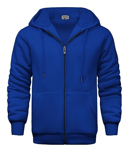 Image of V VALANCH Men Hoodies Zip Up Sherpa Lined Sweatshirts Heavyweight Thick Warm Fleece Winter Jacket