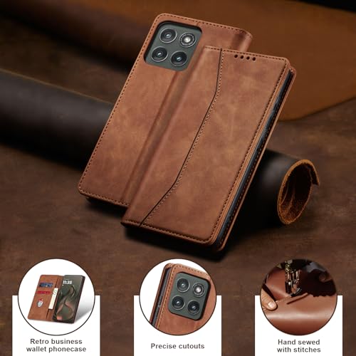 Image of Jasonyu Flip Wallet Case for Motorola Edge (2025) /60 /60 Pro /Fusion,Brown
