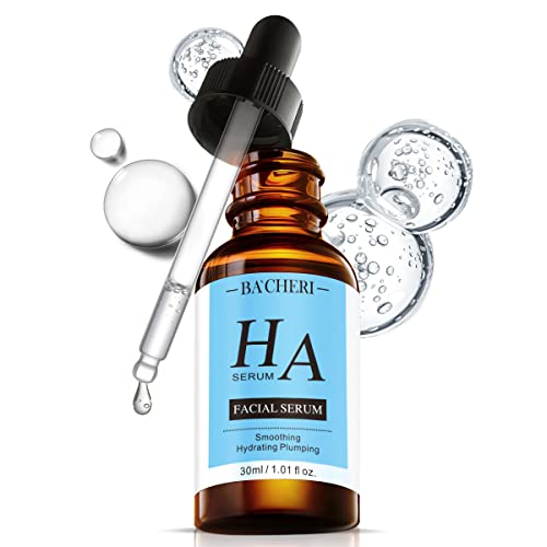 BACHERI Hyaluronic Acid Serum for Face, Hyaluronic Facial Serum with Vitamin E, Hydrating Face Serum for Dry Skin 1.01 Ounce