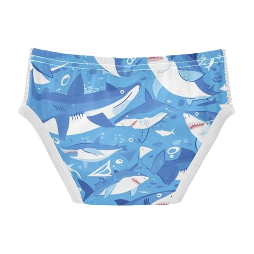 KLL Sharks Water Blue Pattern Little Boys Pure Cotton Boxer Briefs Breathable Children Undies2
