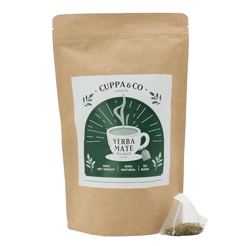 Cuppa & Co. Yerba Mate Tea Bags 50 Count Pure Natural Yerba Mate Biodegradable Tea Bag