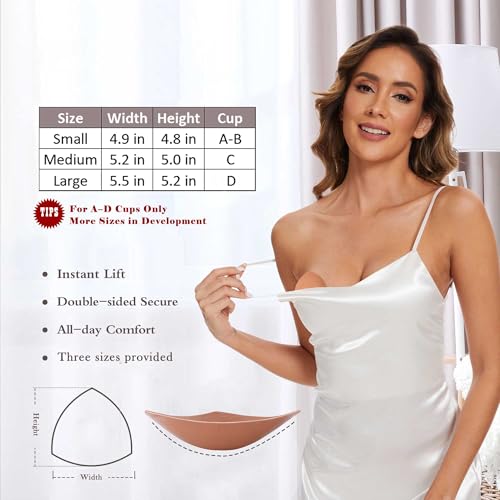 Image of Lolaura Double Sided Sticky Bra Inserts - Push Up Bra Pads, Invisible Lift Enhancers for Swimsuits, Bikini & Backless Dresses