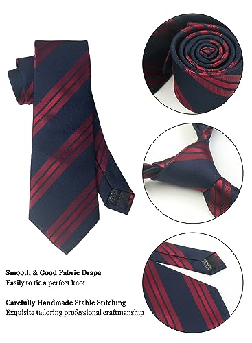 Image of Striped Plaid Polka Dot Mens Tie Formal Necktie Pocket Squares Ties Clips Cufflinks Classic for Men Set