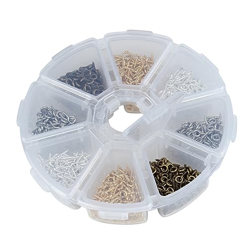 ARTIBETTER 800pcs Screw Hoist Ring Ornament Hooks for Jewelry Making Self-Tapping Pin Screw Eye Threaded Mixed Sizes