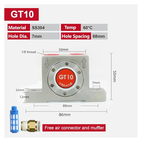 image for YCCMSM13 GT4 GT6 GT8 GT10 Stainless Steel Pneumatic Vibrator Air Oscil