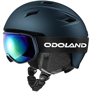Odoland Ski Helmet Kit with Ski Goggles, Snowboard Helmet for Men Women Teens Kids, Adjustable Ski Helmet and UV400 Protection Ski Goggles